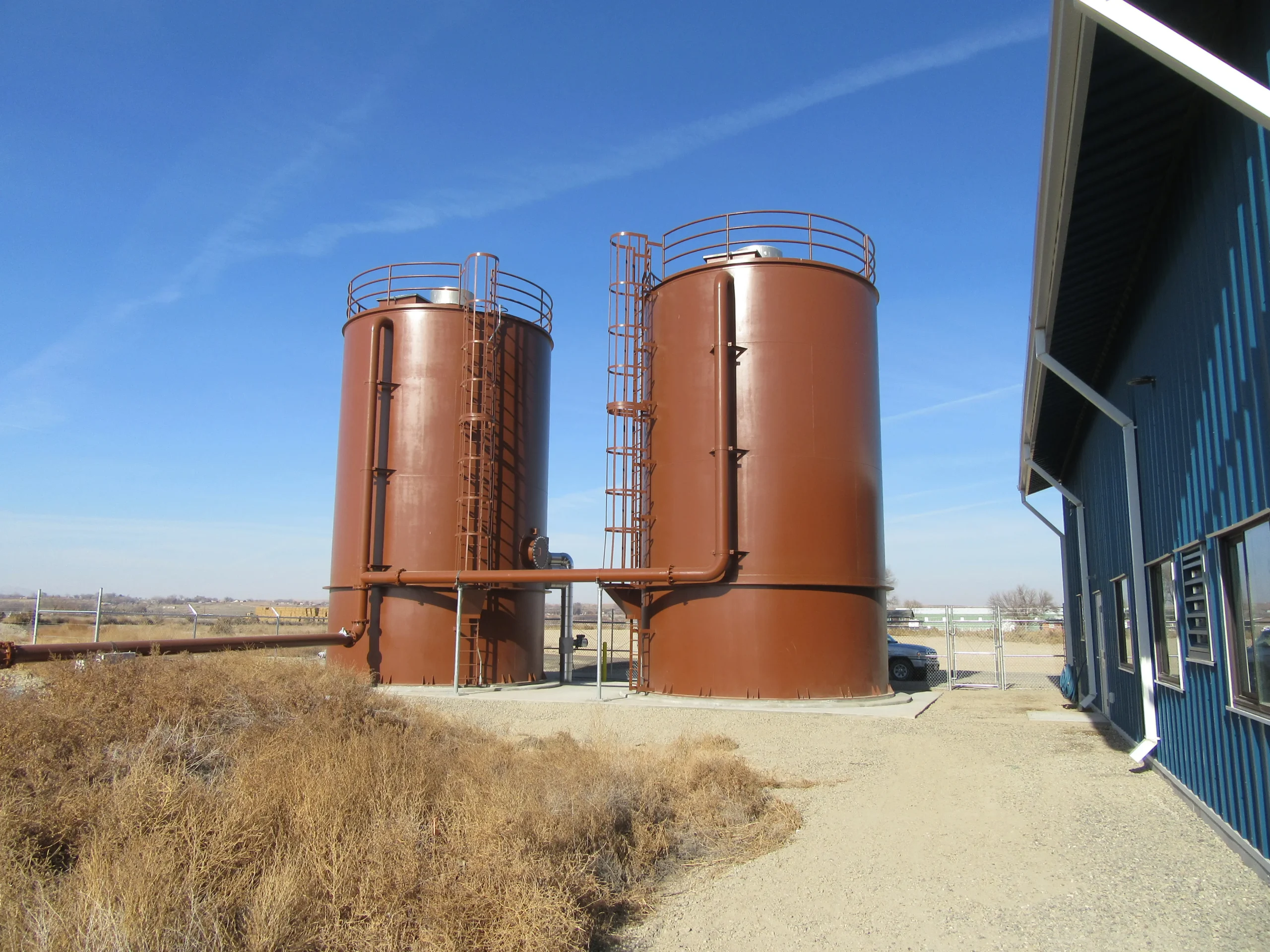 A brown colored field erected tanks